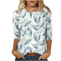 Vrhovi za plažu za žene Trendi ženska modna tiskana labava majica rukava bluza Crew vrat casual vrhovi
