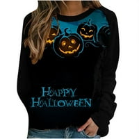 HOKSML dugih rukava Halloween Top za žene, modna ženska majica s dugim rukavima Halloween Ispis bluza