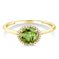 Gem Stone King 1. CT ovalni zeleni peridot 10k žuti zlatni dijamantni prsten