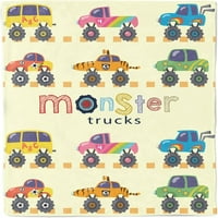 Monster Trucks BABY pokrivač za dječake, žuti deka za automobile za poklon za Toddler Boys, Cute Monster