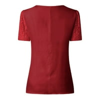 Ichuanyi Ženska košulja, velike veličine Žene čipke Čvrsto spajanje kratkih rukava slim bluza V-izrez