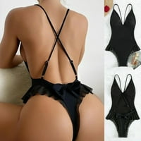 Vekdone Sexy Women Bikini Solid Plus size kupaći kostimi za spajanje Trčevi na trbuhu Jedno kupaće kostim odjeće, crna, l