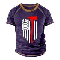 Tking modni muški majica Raglan majica retro kratkih rukava Okrugli vrat Dan za neovisnost za otklanjanje