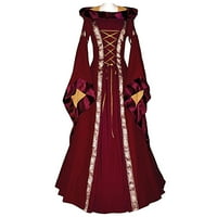 Renesansna haljina žena Vintage srednjovjekovna kapuljača trubača elegantna dužina podne maxi dugih