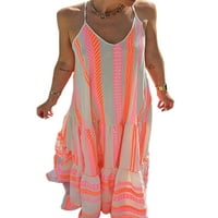 Eyicmarn ženska ljetna dugačka haljina boemijska kaiš bez rukava grafički grafički ispis labave haljine
