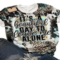 Niveer dame majica Leopard Print majica kratki rukav Ljetni vrhovi labav tunik bluza posada pulover crna 4xl