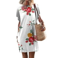 Tking Fashion Ženska ljetna casual boho cvjetna labava majica haljina kratkih rukava Mini plaža haljina