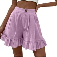 Kratke hlače Suknja za žene Čvrsta boja casual široki nog ruffle Loose High Shars Hlače hlače Ljeto