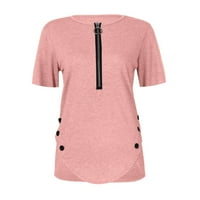 Odjeća za uklanjanje ženskih slobodno vrijeme Bluza s kratkim rukavima V rect patentni zatvarač Tunički