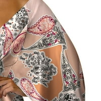 Vegersell haljina s kratkim rukavima za žene modne žene jesen V-izrez casual tiskani labav comfy haljina