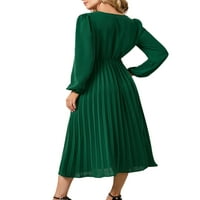 Voguele žene duge haljine rukave maxi haljine V izrez za odmor casual green l