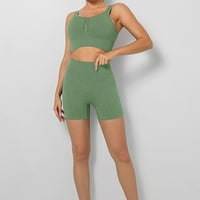 Lopecy-Sta Place Outfits za ženske uštede kratkog seta Žene odijelo Zelene žene Ljeto Čvrsto pravilno