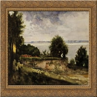 Pogled na vrt madam Aupick, majka Baudelaire Gold Ornate Wood Frammed Canvas Art Moreau, Gustave