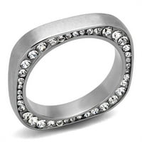 Ženski polirani prsten od nehrđajućeg čelika sa vrhunskom kristalom na vrhu - veličine 6