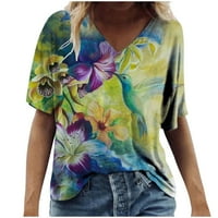 Ženska modna casual plus veličina Scenic Cvijeće Ispis The Shirt Okrugli vrat The TOPS Molimo kupiti