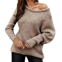 Duks pulover za žene Ležerne prilike dugih rukava dugih rukava Crew Crt Solid Boja pletena prevelika