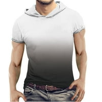 Odeerbi Ljetne grafičke majice za muškarce 3D gradijent ispisani gornji kapuljač kratkih rukava bijeli