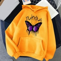Y2K Hoodies za žene Trendy Halloween Butterfly uzorak Grafički ispisani pulover s kapuljačom sa kapuljačom
