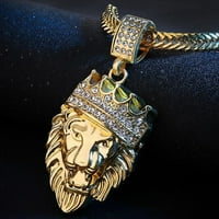 Toyella full dijamantna kruna lav glava ogrlica zlato