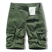 Muški klasični opušteni fit Cargo kratki gumb niz više džep na otvorenom Atletski kratke hlače Zelena