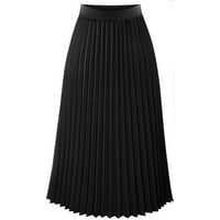 Ženska solidna nabrajana elegantna midi elastična struka maxi suknja