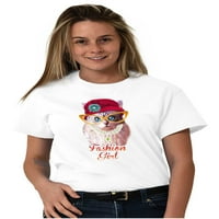 Modna djevojka smiješna luda mačka ženska grafička majica majica ties brisco brendovi l
