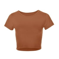 DrpGunly ljetni vrhovi kratki rukav slatki usjev Basic Crewneck Slim Fit T majice Ljetni vrhovi za žene