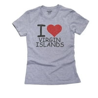 Ljubav Djevičanska ostrva sa velikim crvenim srcem ženske pamučne majice