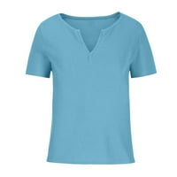 Košulje za majicu Drindf za žene Trendy Split V izrez kratkih rukava Tuntic Tunts Casual Solid Business Work Bluza Tee
