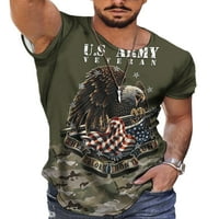 Glookwis Men Hawk Majica American Basic Tee Fashion Patriotske ljetne vrhove Striped američke bluze