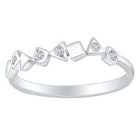 Okrugli bijeli prirodni dijamantski akcent TRIANGAL & SQAURE Oblik zaručnički prsten 14K čvrsta bijela