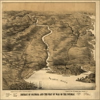 24 X36 Galerija poster, Mapa Washington D.C. i mapa građanskog rata u području početkom 1860-ih