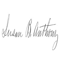 Susan B. Anthony. Nameričkoj ženi - zastupnik za informisanje. Anthonyjev autografski potpis. Poster