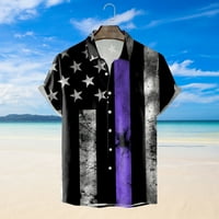 Puuawkoer rukav zastava zastava Muškarci Spring Short Casual Beach Print Modne košulje Najbolje ljetne majice Muška odjeća s crna