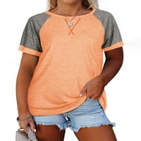 Qwertyu Ljeto kratkih rukava TUNIC SOBA FIT CREW Crct majice za žene Majice Raglan Color Block Woven
