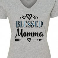 Inktastična blagoslovljena mama majica Momme Dan ženska majica V-izrez