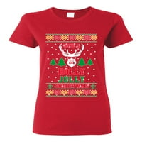 Imajte holi božićni ružni božićni džemper ženska grafička majica, crvena, velika