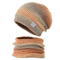 Gaiseeis vanjski topli zimski pleteni šešir i šal postavljen elegantan pleten za muškarce žene narančaste