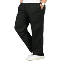 Voguele Muške pantalone Midrične hlače elastične struine dno Jogger Loungeward Plain Black XXL