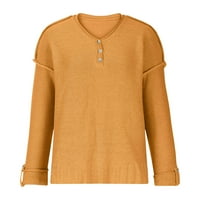Idoravan džemperi za žene pad čišćenja Žene Casual Soild dugih rukava pleteni pulover džemper s V-izrezom