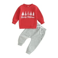 Newborn hlače set 3Y božićno pismo Ispis dukserice i hlače elastične struke Outfits dječje hlače odijelo