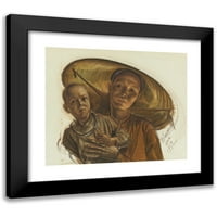 Alexander Evgenievich Yakovlev Crni moderni uokvireni muzej Art Print pod nazivom - Majka i dijete