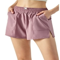 Luethbiez Žene lažne dvodijelne sportske kratke hlače sa oblogom i prorezom, pune boje labavih elastičnih struka dizajnirane sa kopčama sa kopčama, s m l xl