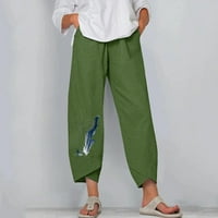 Pamučne posteljine za žene Ljeto na plaži Ležerne prilike elastične struk džep široke pantalone za noge