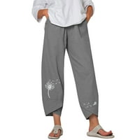 Posteljine hlače Žene Ljeto Široke noge Hlače visoke struke joga hlače Hipi Pilates hlače Boho Beach