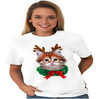 Božićni jeleni mačića divna muška grafička majica Tees Brisco brendovi x