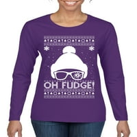 Divlji Bobby oh Fudge Funny Movie Meme Ugly Božićni džemper Žene Grafički majica dugih rukava, Ljubičasta,