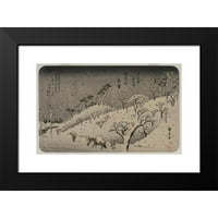 I Hiroshige crni moderni uokvireni muzej print titlo - večernji snijeg na brdu Asuka, iz serije osam
