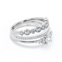 Minimalistički 1. karat za rušenje dijamantskih moissanita zaručni prsten, vjenčani prsten u srebru