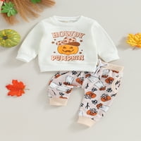 Baby Boy Halloween Outfits dugih rukava Pumpkino pismo uzorak pulover + hlače postavljaju toddler pada